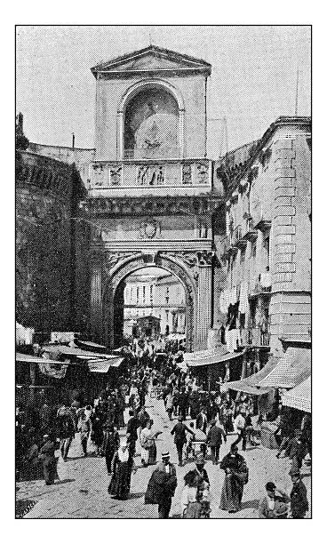 istock Antique dotprinted photographs of Italy: Naples, Porta Capuana 636717628