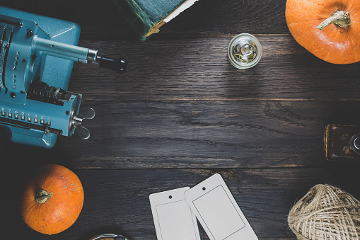 Desk Adding Machine Vintage Adding Machine On An Old Desk Stock Photo - Download Image Now ...