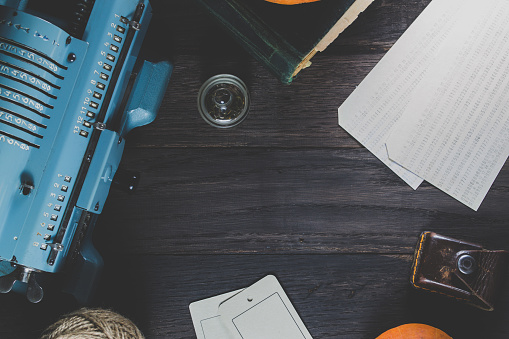 Desk Adding Machine Vintage Adding Machine On An Old Desk Stock Photo - Download Image Now ...
