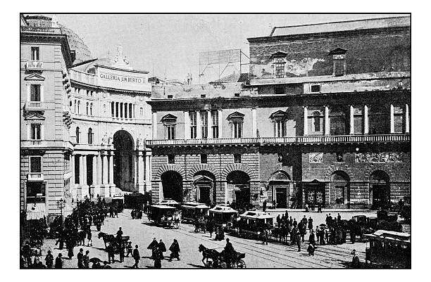 istock Antique dotprinted photographs of Italy: Naples, Piazza San Ferdinando 636718886