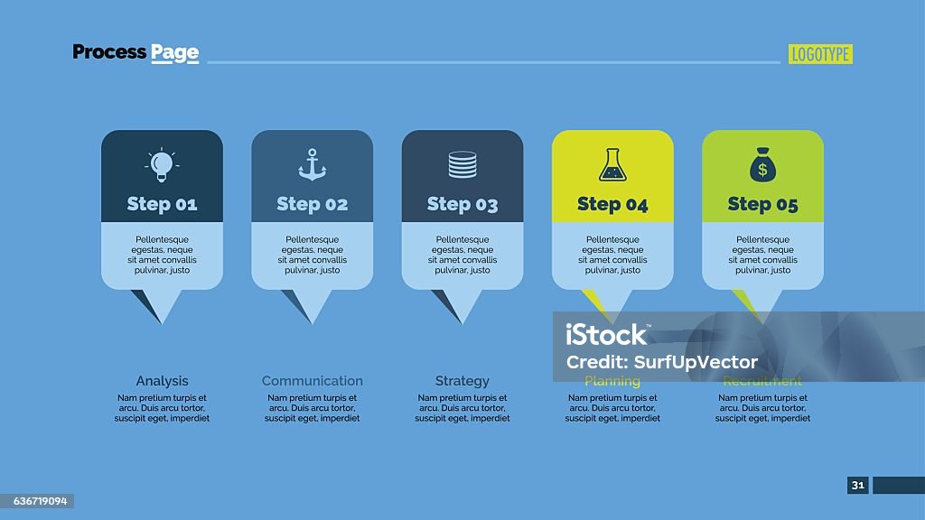 5 Pointer Format Five Pointers Slide Template Stock Illustration - Download Image Now ...
