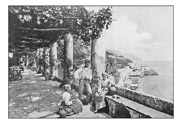 istock Antique dotprinted photographs of Italy: Naples, Amalfi 636720684