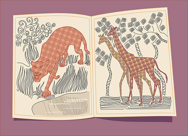 two giraffes and leopard book. - leopard 2 幅插畫檔、美工圖案、卡通及圖標