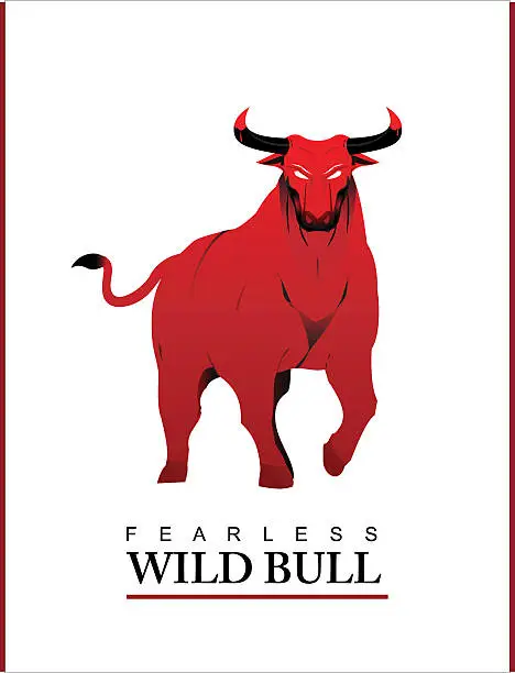 Vector illustration of Bull. Wild Bull. Raging bull.