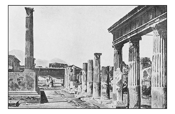 istock Antique dotprinted photographs of Italy: Campania, Pompei ruins 636724748