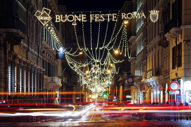 Holiday Lights in Rome stock photo