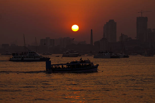 istock Mumbai harbour area and anchored boats 636733140