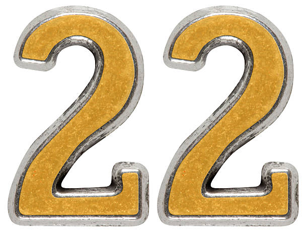 istock Metal numeral 22, twenty-two, isolated on white background 636735304