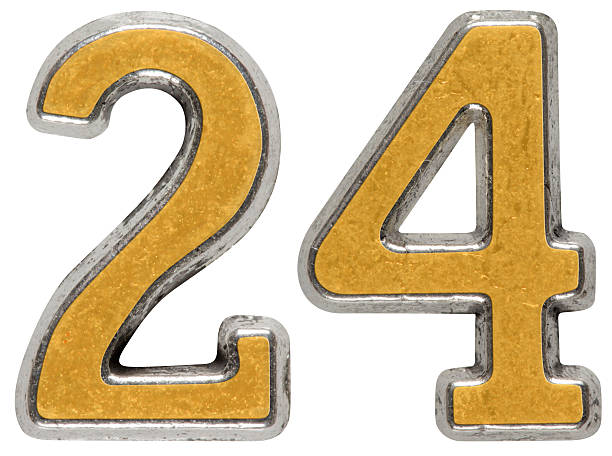 istock Metal numeral 24, twenty-four, isolated on white background 636735404