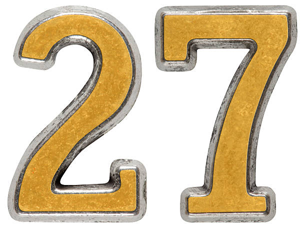 istock Metal numeral 27, twenty-seven, isolated on white background 636735568