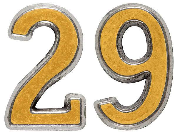 istock Metal numeral 29, twenty-nine,  isolated on white background 636735680