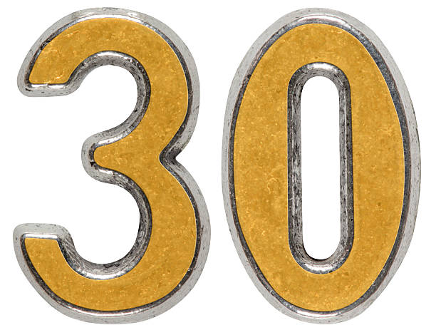 istock Metal numeral 30, thirty, isolated on white background 636735794