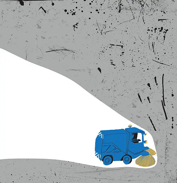 Vector illustration of Road sweeper