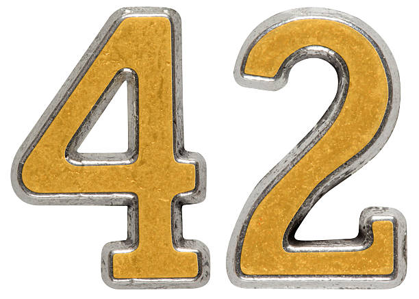 istock Metal numeral 42, forty-two, isolated on white background 636738700