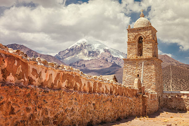 Church in Sajama National Park, Bolivia stock photo