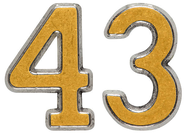 istock Metal numeral 43, forty-three, isolated on white background 636739074