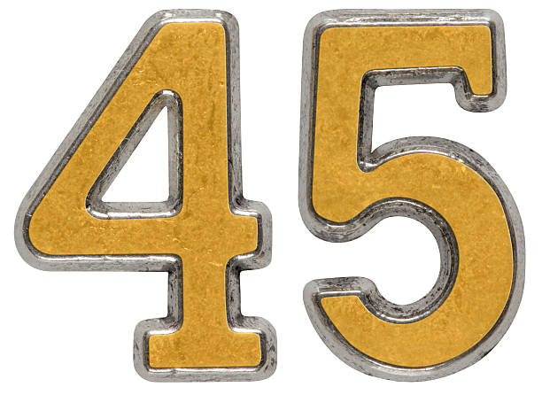 istock Metal numeral 45, forty-five, isolated on white background 636739606