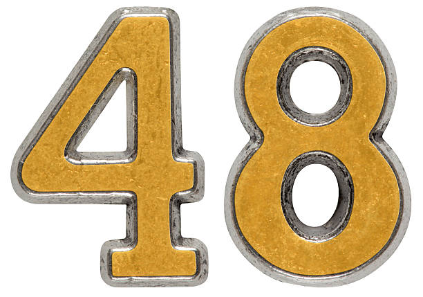 istock Metal numeral 48, forty-eight, isolated on white background 636740204