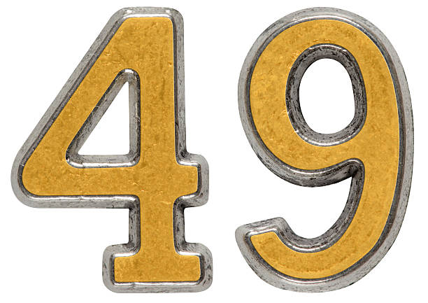 istock Metal numeral 49, forty-nine, isolated on white background 636740364