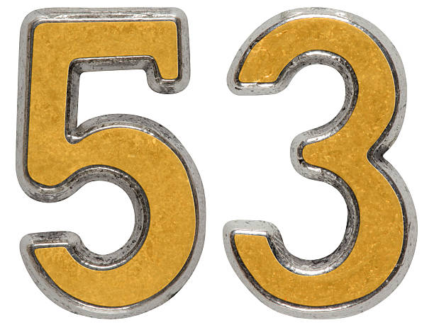 istock Metal numeral 53, fifty-three, isolated on white background 636741488