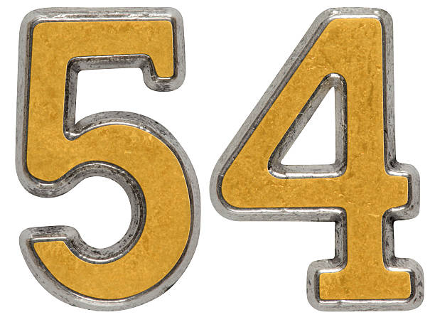 istock Metal numeral 54, fifty-four, isolated on white background 636741636