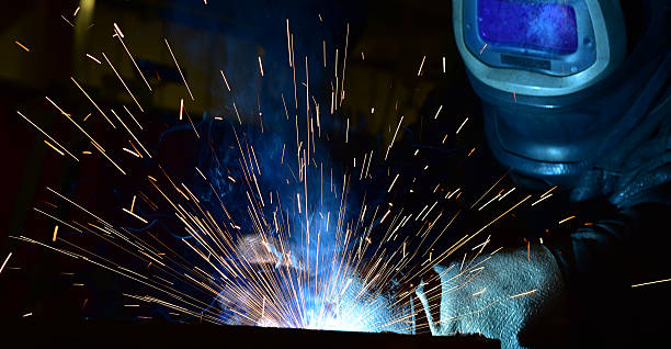 istock Industrial steel welder in factory technical, 636742134