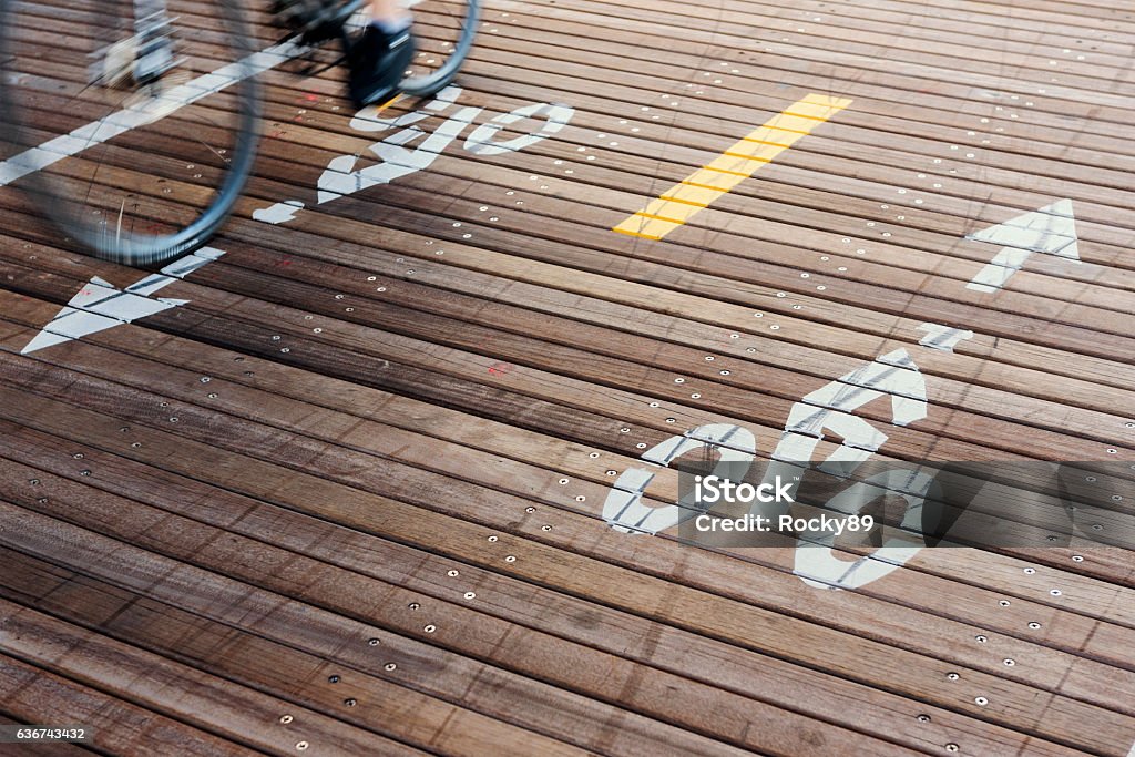 Bicycle Lanes at the Brooklyn Bridge in New York City Bicycle Lanes at the Brooklyn Bridge in New York City, USA.  New York City Stock Photo