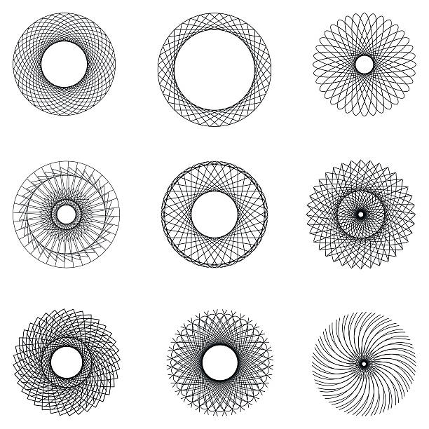 ilustrações, clipart, desenhos animados e ícones de definir padrão filigrana redonda marca d'água - lace guilloche decoration circle