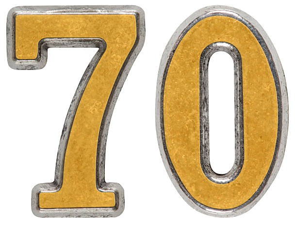 istock Metal numeral 70, seventy, seven, isolated on white background 636744298