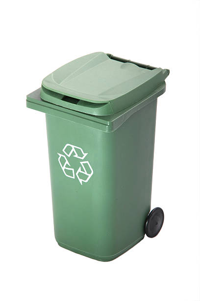 istock Green recycle rubbish or garbage bin with the recycle symbol. 636747068