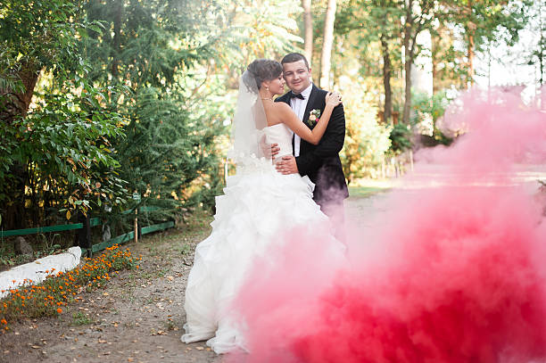 istock Elegant young happy wedding couple 636747620