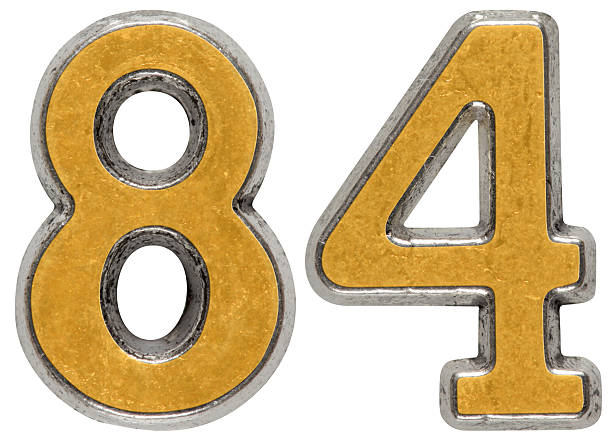 istock Metal numeral 84, eighty-four, isolated on white background 636748574