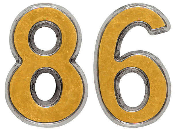 istock Metal numeral 86, eighty-six, isolated on white background 636748766