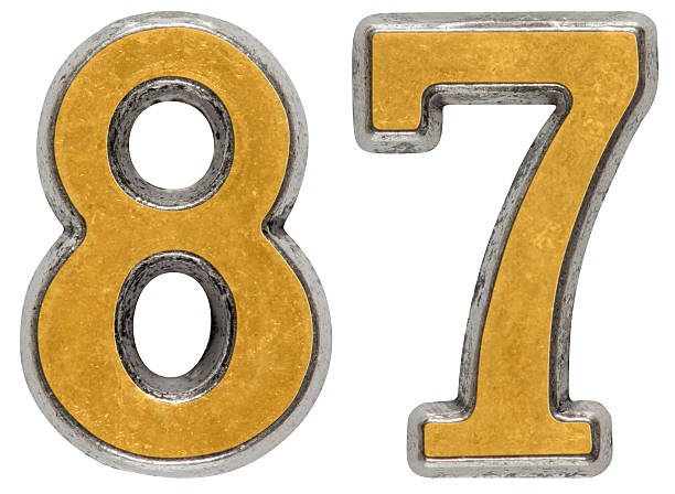 istock Metal numeral 87, eighty-seven, isolated on white background 636748862