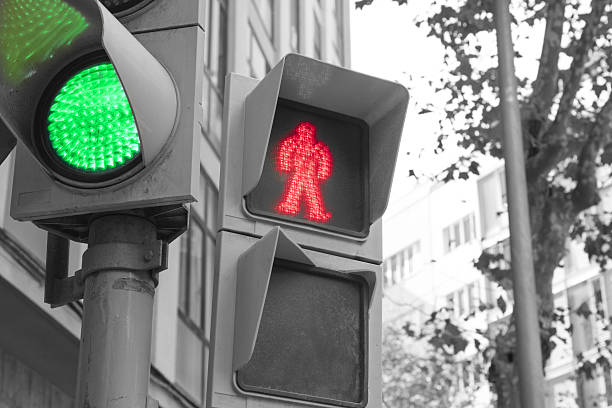 Traffic lights in Barcelona, Spain.