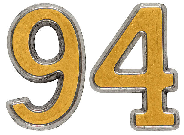 Metal numeral 94, ninety-four, isolated on white background