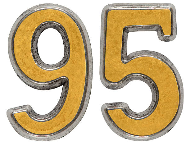 istock Metal numeral 95, ninety-five, isolated on white background 636749696