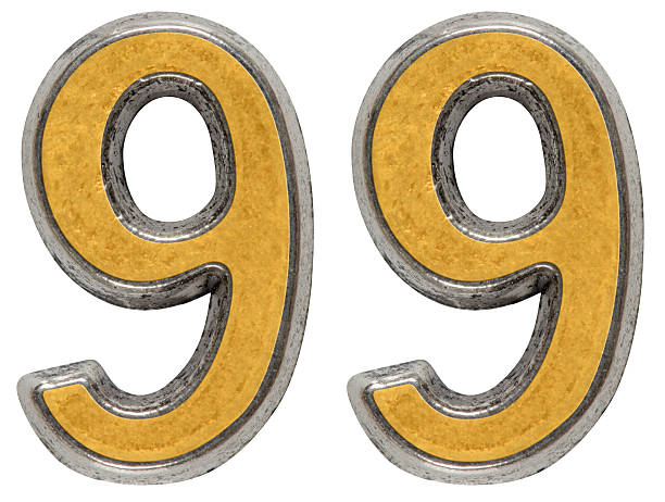 istock Metal numeral 99, ninety-nine, isolated on white background 636750138