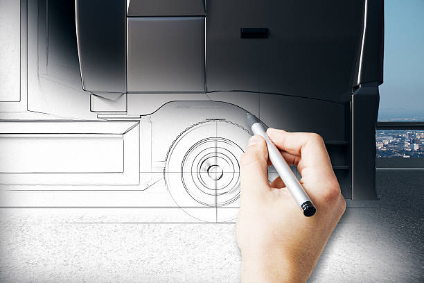istock Hand drawing unfinished truck sketch 636750144