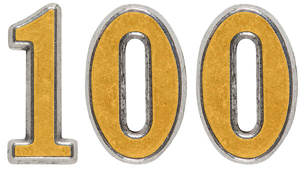 istock Metal numeral 100, one hundred, isolated on white background 636750254