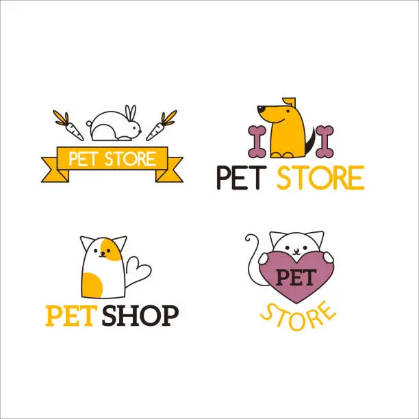 Vector illustration of Pet shop symbols vector.