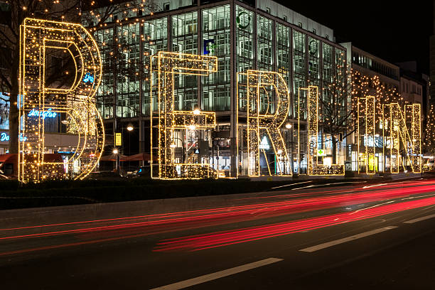 Berlin, Germany - 15 December, 2016:  Illuminated letters of the word Berlin at night on Christmas market in Berlin.