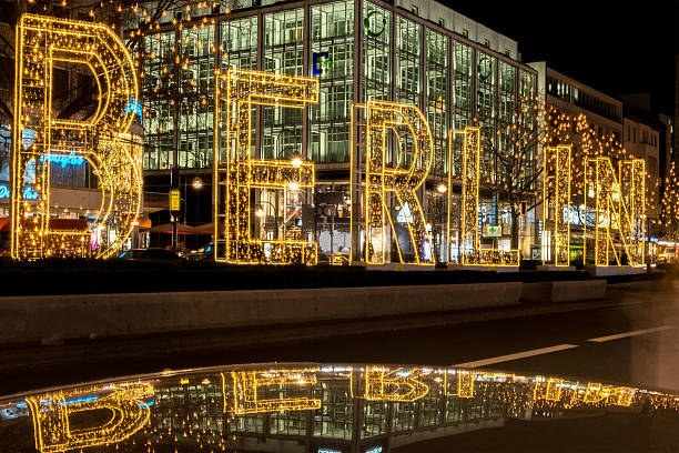 Berlin, Germany - 15 December, 2016:  Illuminated letters of the word Berlin at night on Christmas market in Berlin.