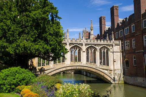 Cambridge, UK - July 18th 2016: A view of the beautiful Bridge of Sighs in Cambridge, UK.
