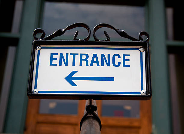 istock Metal ENTER Sign with Arrow 636756812