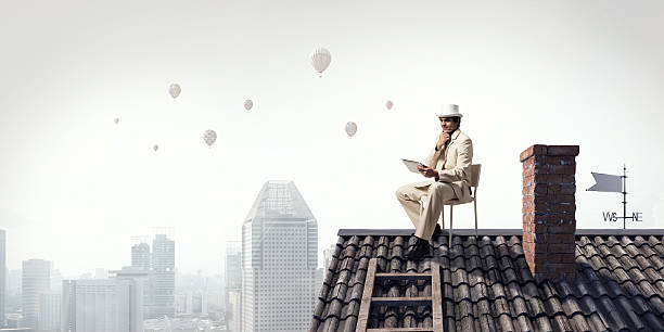 istock Elegant businessman in cylinder hat . Mixed media 636766352