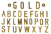 Gold Font, Retro style letter A to Z