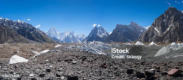 K2 Trekking Route From Goro Ii To Concordia Camp Stock Photo - Download Image Now - Gasherbrum Massif, Adventure, Asia