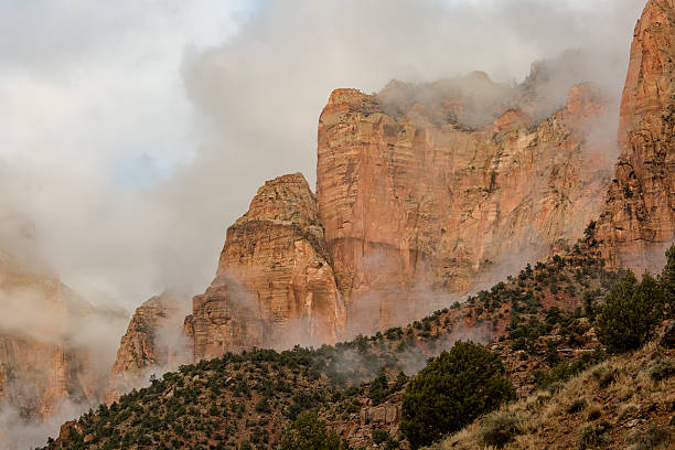 istock Misty mountains in Zion National Park 636776328