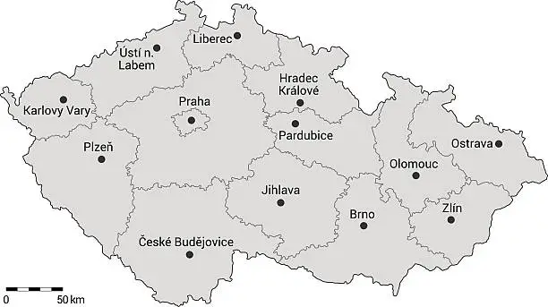 Vector illustration of Czech republic administrative map